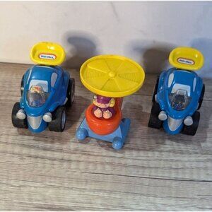 Little Tikes Blue & Yellow Toy Cars & Helicopter Set kids meal toys  3.5'
